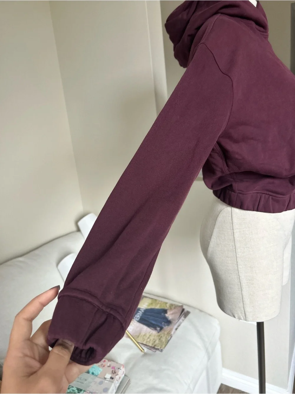 lululemon athletica Cropped Deep Burgundy Pullover Hoodie